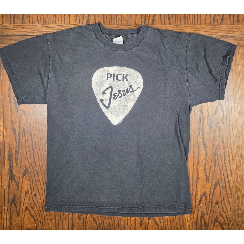 Kerusso vintage Pick Jesus Romans 10 13 christianT-Shirt Mens Large Faded Black
